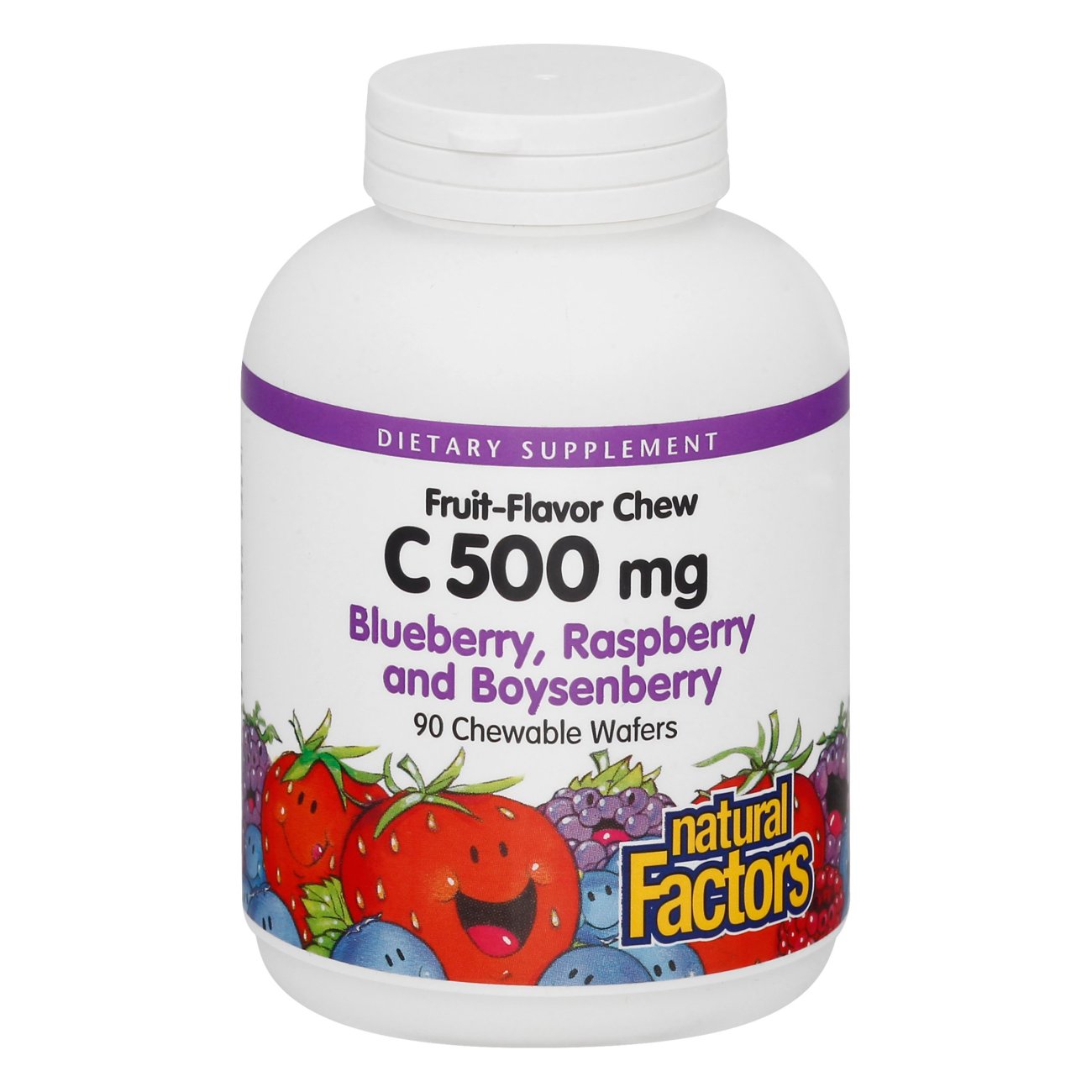 Natural Factors 100 Natural Vitamin C 500 mg Blueberry, Raspberry, And