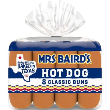 Mrs Baird's White Classic Hot Dog Buns, 8 ct