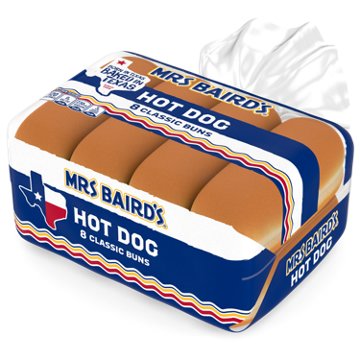 Mrs Baird's White Classic Hot Dog Buns, 8 ct