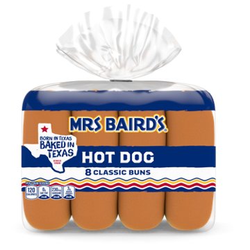 Mrs Baird's White Classic Hot Dog Buns, 8 ct