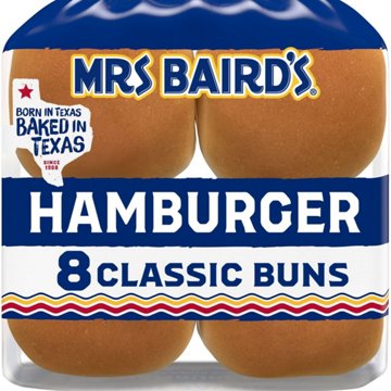Mrs Baird's White Hamburger Buns, 8 ct