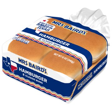 Mrs Baird's White Hamburger Buns, 8 ct