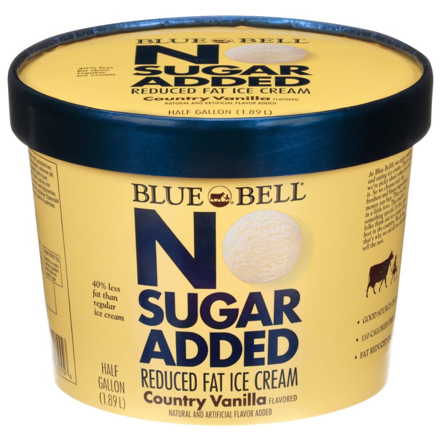 Blue Bell No Sugar Added Low Fat Country Vanilla Ice Cream Shop Ice Cream At H E B