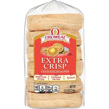 Oroweat Extra Crisp English Muffins, 6 ct