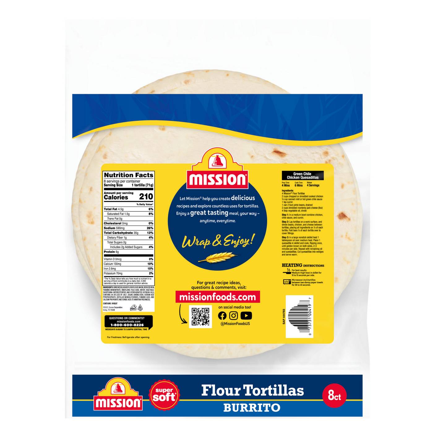 Mission Super Soft Burrito Flour Tortillas 8 Count; image 3 of 10