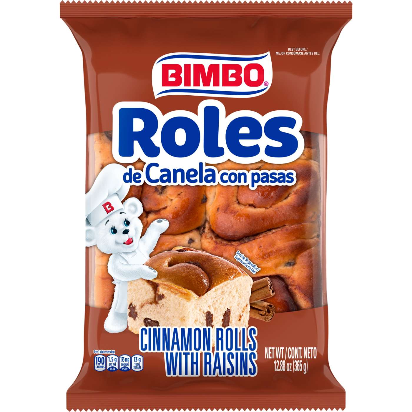 Bimbo Roles de Canela con Pasas Cinnamon Rolls with Raisins; image 1 of 3