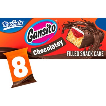 Marinela Gansito Strawberry-Filled Chocolate-Covered Snack Cakes, 8 ct