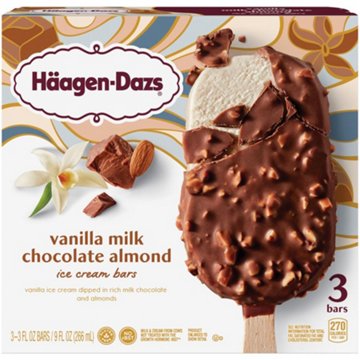 Haagen-Dazs Vanilla Milk Chocolate Almond Ice Cream Bars, 3 ct