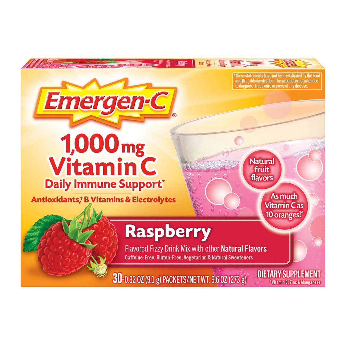 Emergen-C Vitamin C 1000Mg Raspberry - Shop Vitamins at H-E-B