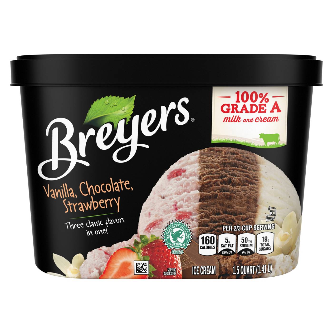 Breyers Vanilla Chocolate Strawberry Ice Cream; image 1 of 8