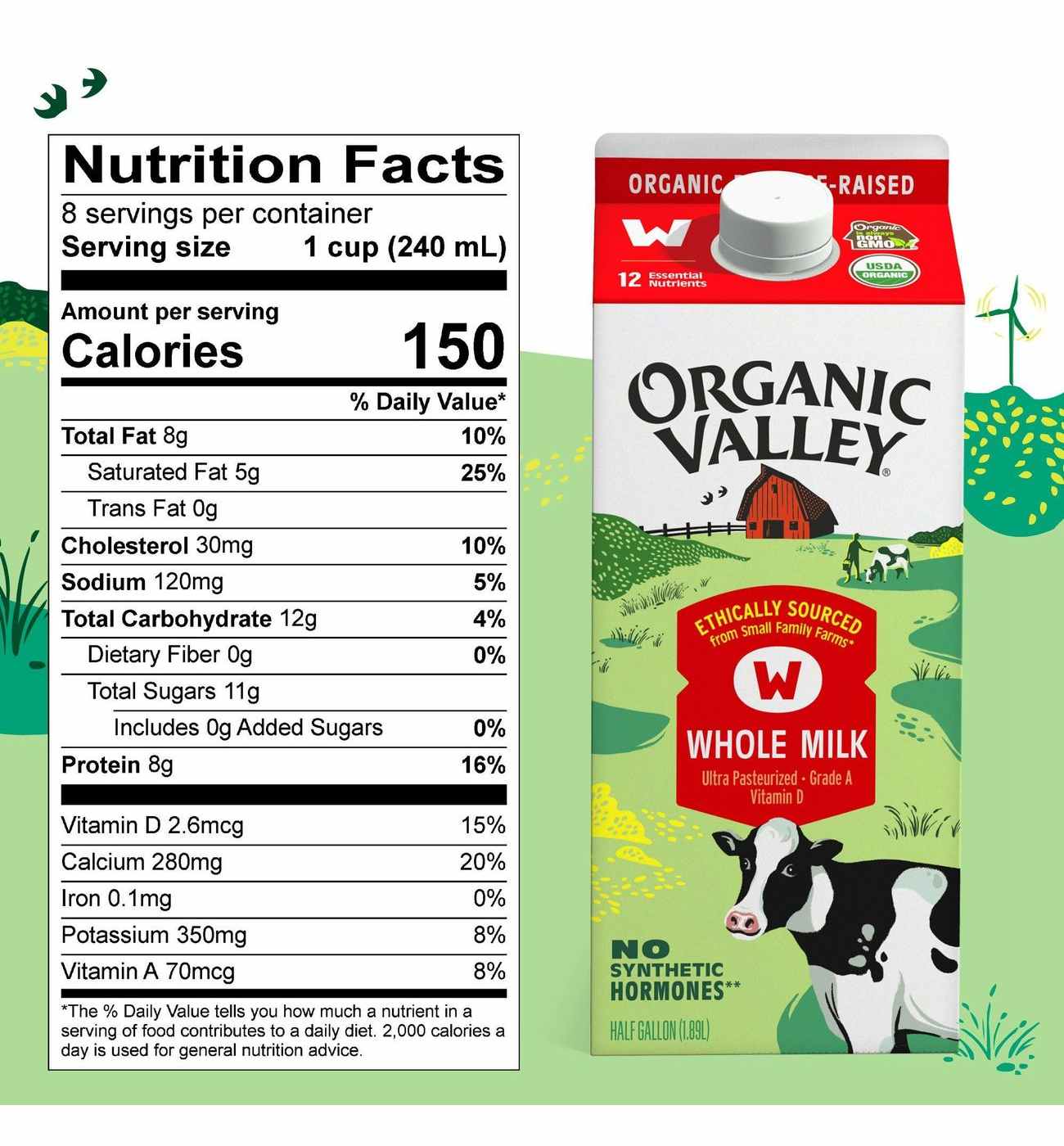 Organic Valley Whole Milk; image 6 of 9