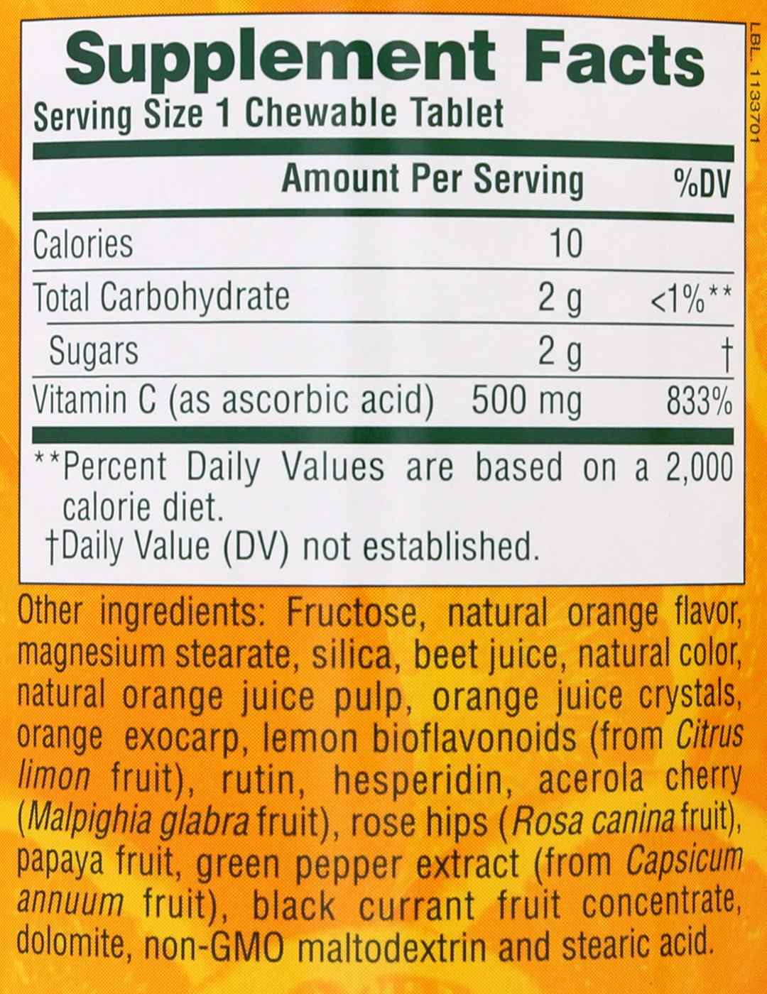 NaturesPlus Orange Juice Vitamin C 500 mg High Potency Chewable Tablets; image 2 of 2