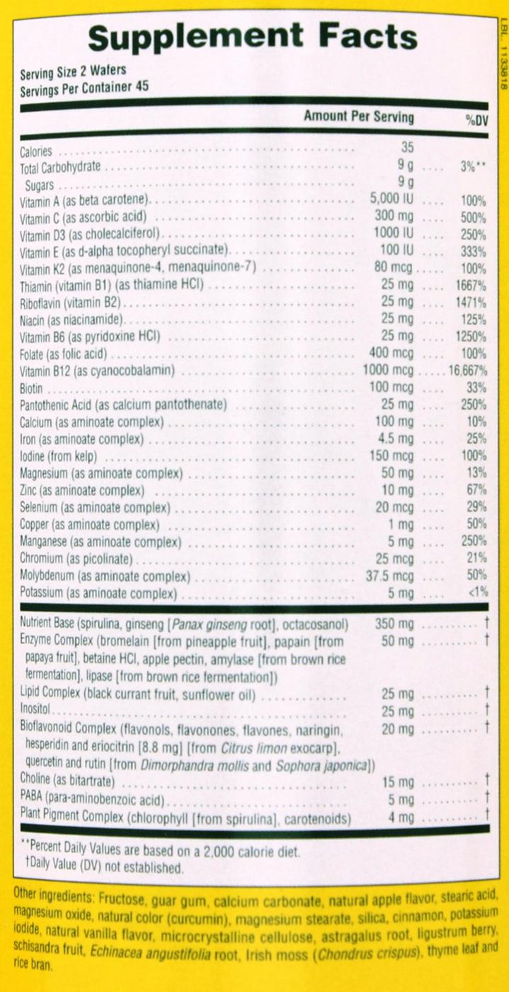 NaturesPlus Source of Life Adult's Chewable Multivitamin & Mineral Wafers; image 2 of 2