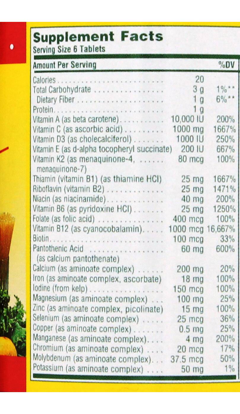 NaturesPlus Source of Life Multi-Vitamin & Mineral Mini Tablets - Shop ...