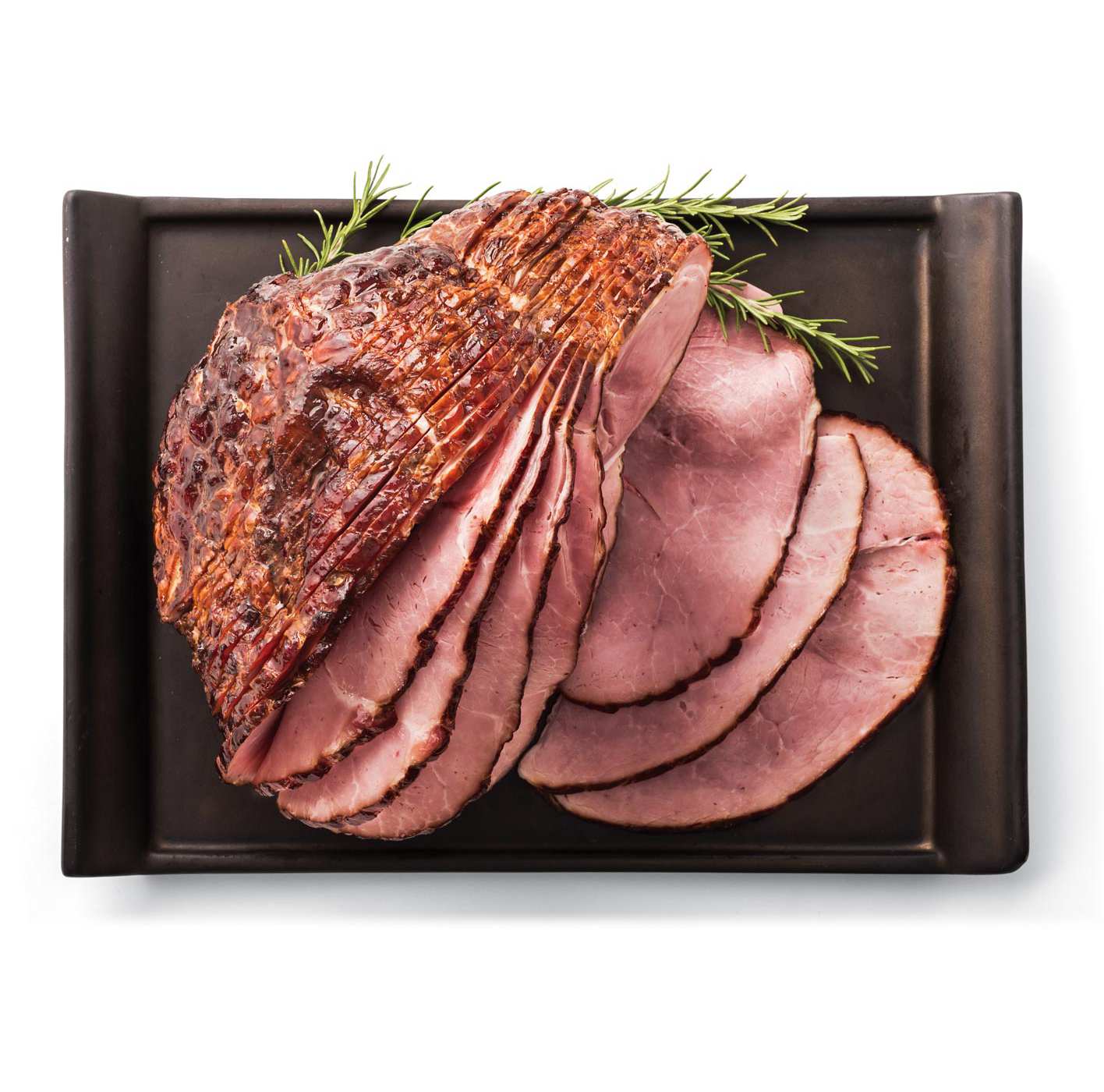 Fire-Glazed Hickory-Smoked Bone-In Spiral Sliced Ham Half, 8-9 lbs.; image 1 of 2