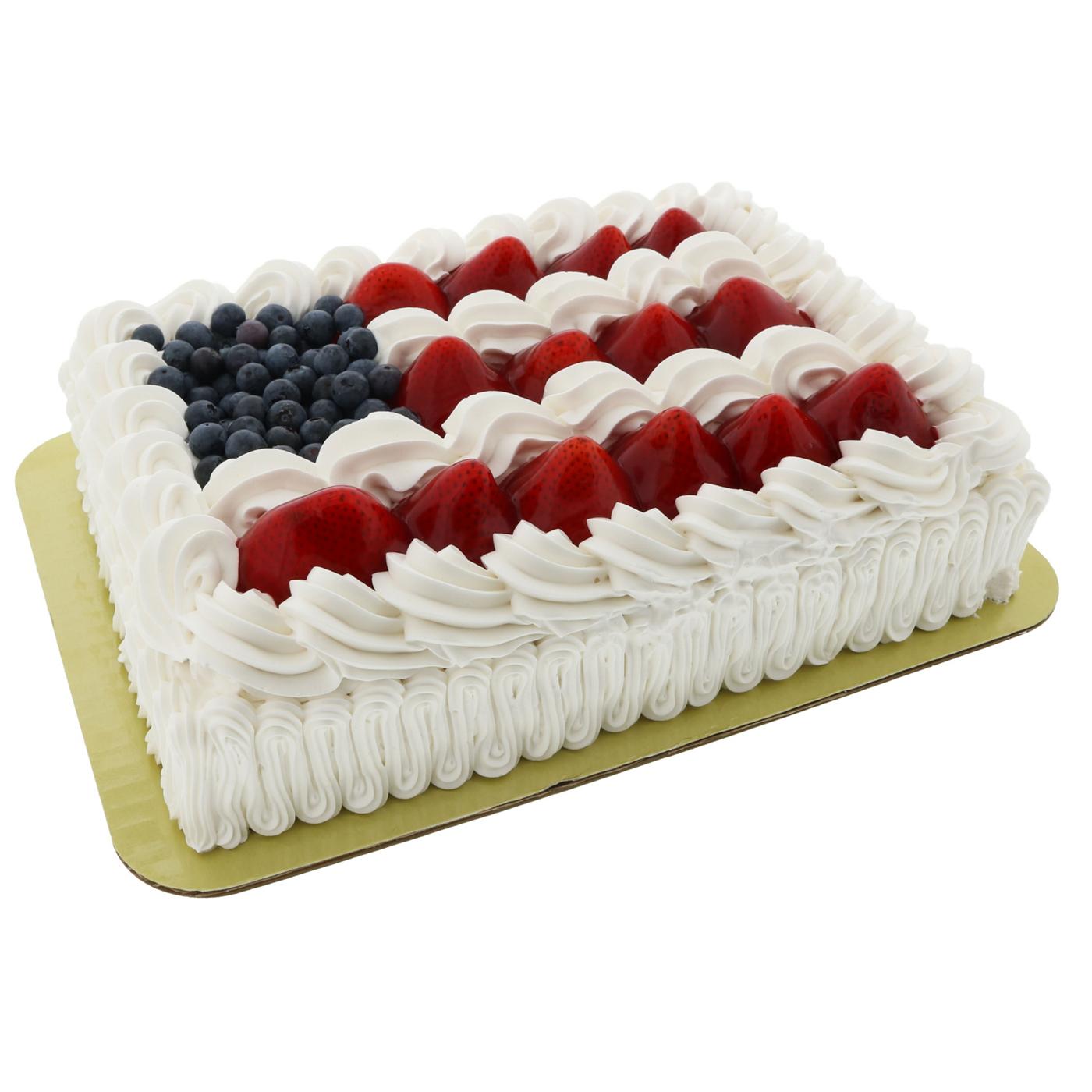 H-E-B Bakery American Flag Fresh Fruit White Cake; image 1 of 2