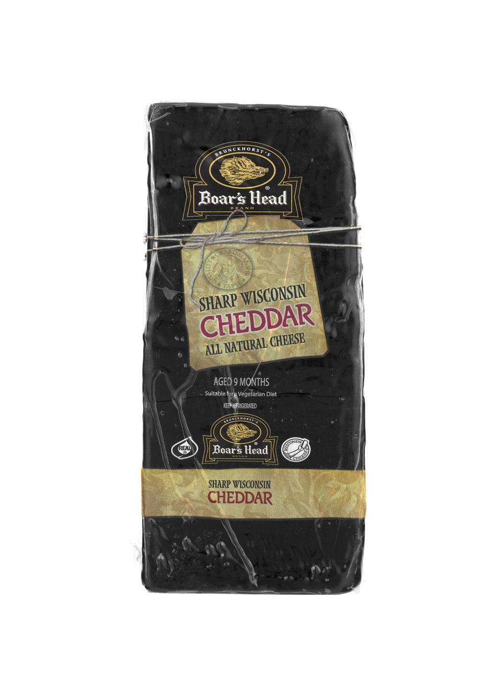 Boar's Head Sharp Wisconsin Cheddar Cheese Black Wax, Custom Sliced