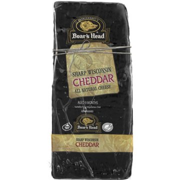 Boar's Head Sharp Wisconsin Cheddar Cheese - Black Wax, Custom Sliced