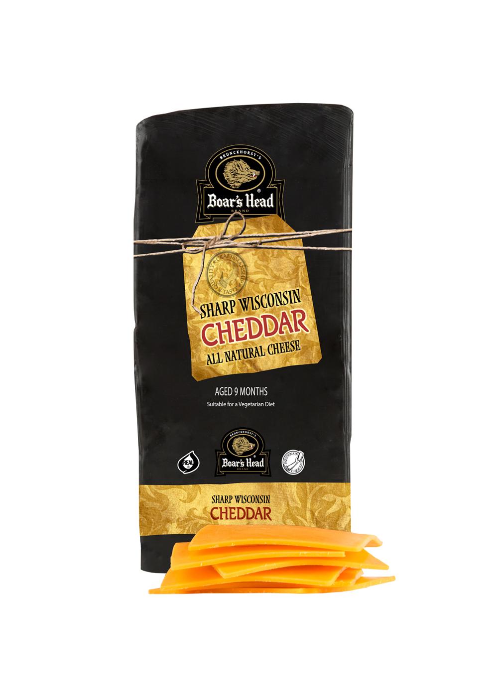 Boar's Head Sharp Wisconsin Cheddar Cheese Black Wax, Custom Sliced