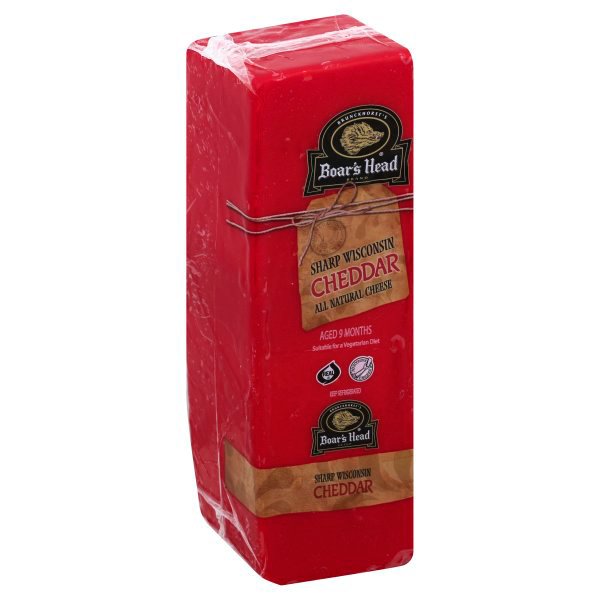 Boar's Head Sharp Wisconsin Cheddar Cheese Red Wax, Custom Sliced