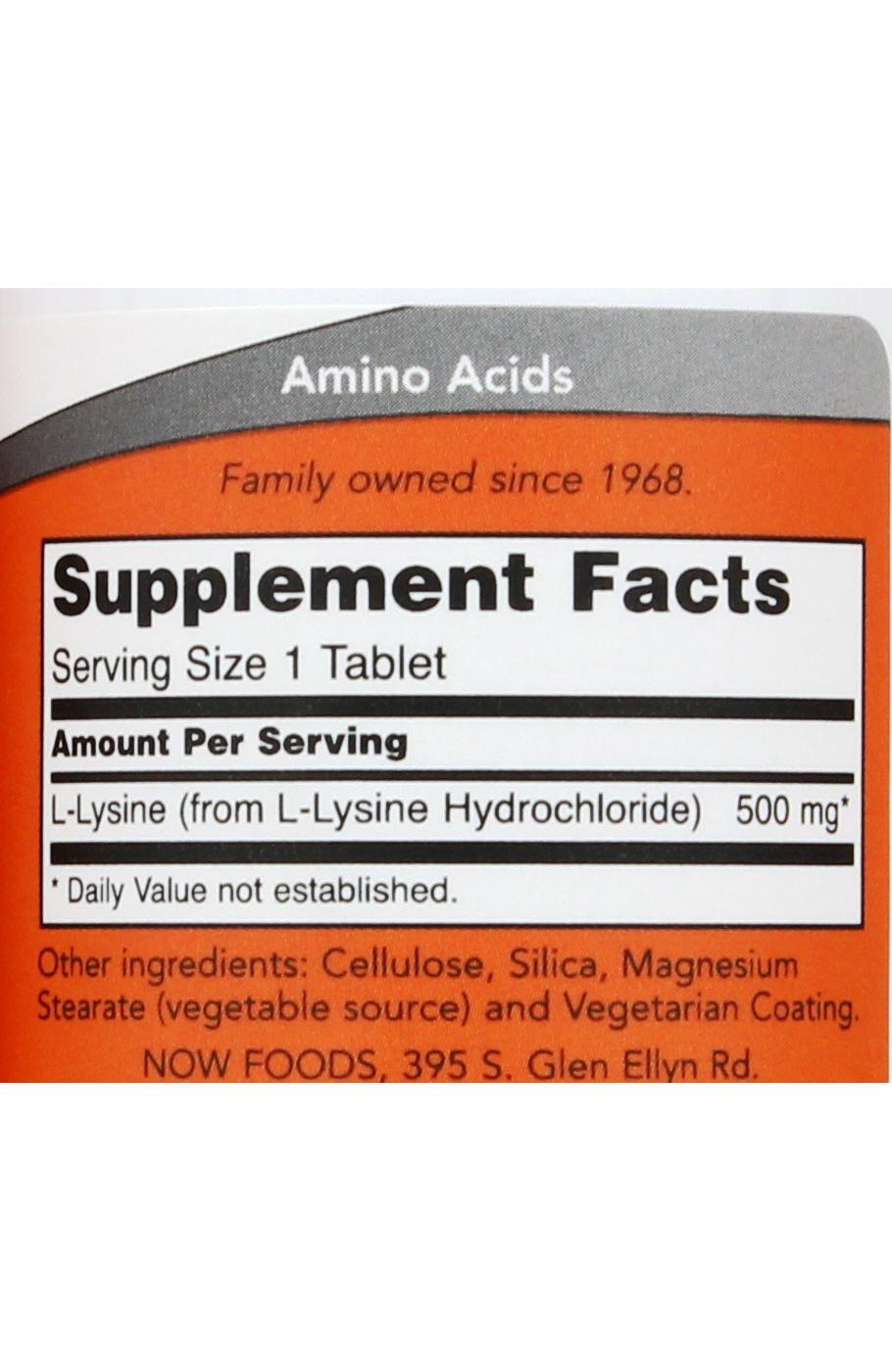 NOW L-Lysine 500 mg Tablets; image 2 of 2