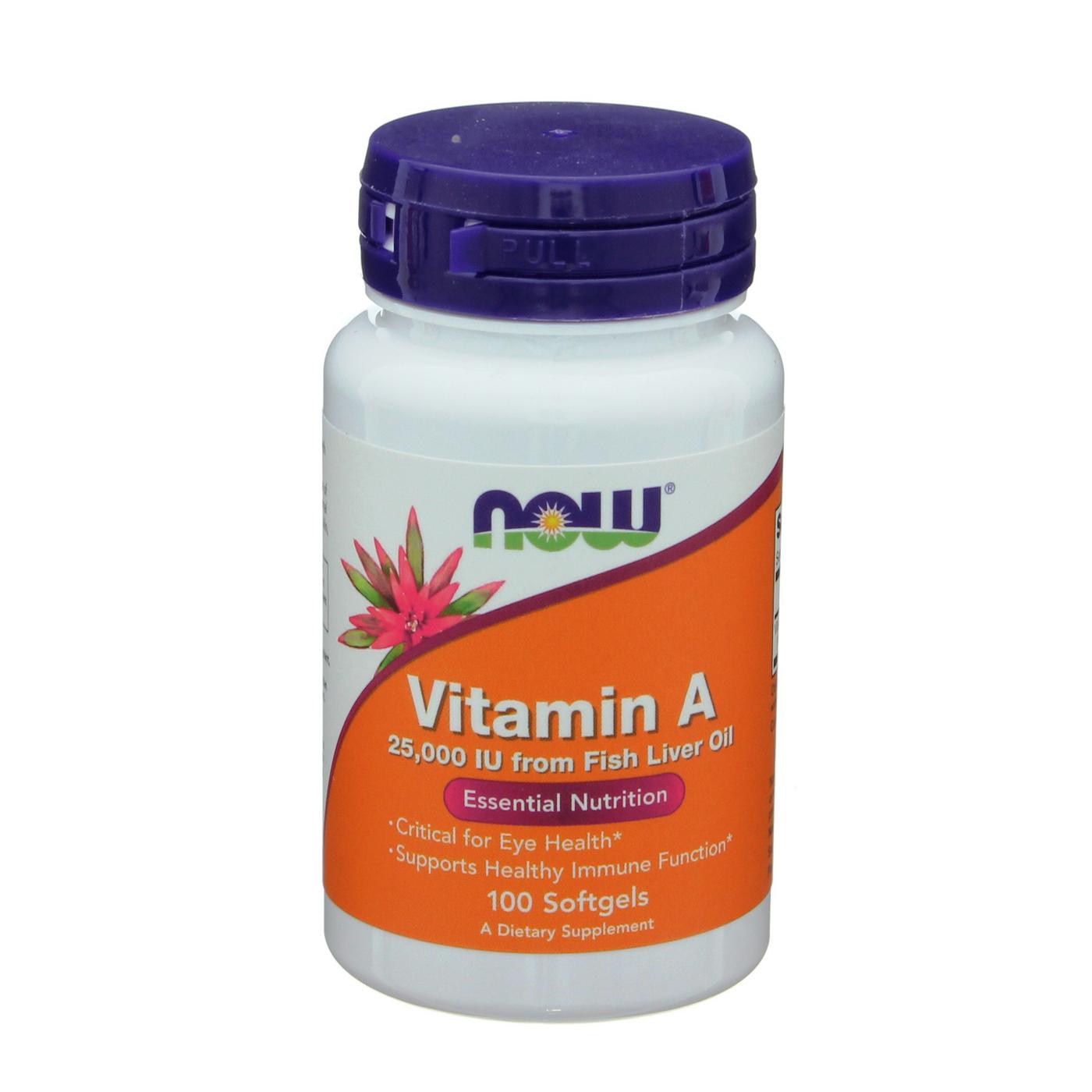 NOW Vitamin A 25,000 IU Softgels; image 1 of 2