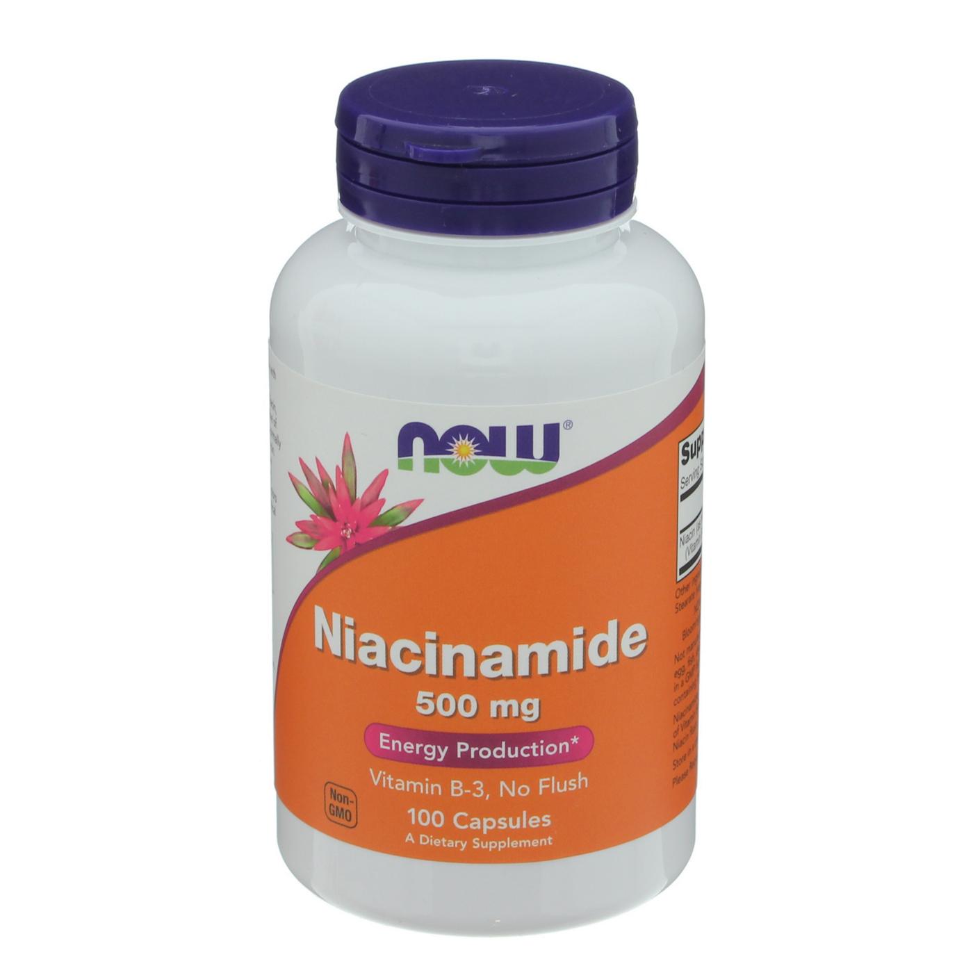 NOW Niacinamide 500 mg Capsules; image 1 of 2
