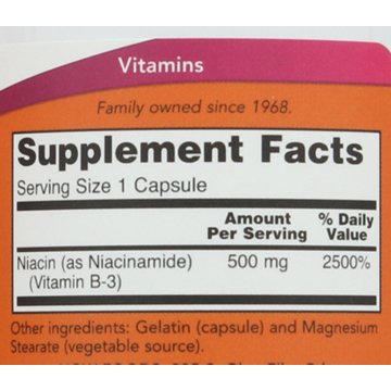 NOW Niacinamide 500 mg Capsules, 100 ct