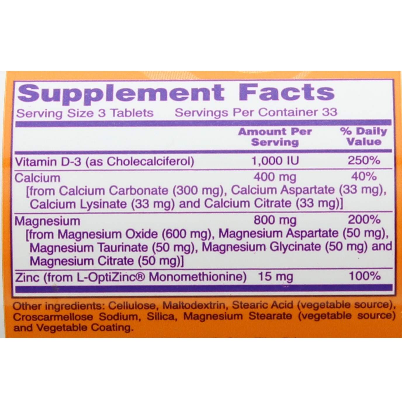 NOW Magnesium & Calcium Tablets; image 2 of 2