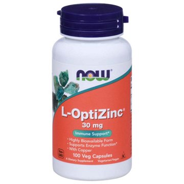 NOW L-OptiZinc Veg Capsules - 30 mg, 100 ct