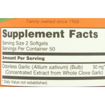 NOW Odorless Garlic 2500 mg Softgels, 100 ct