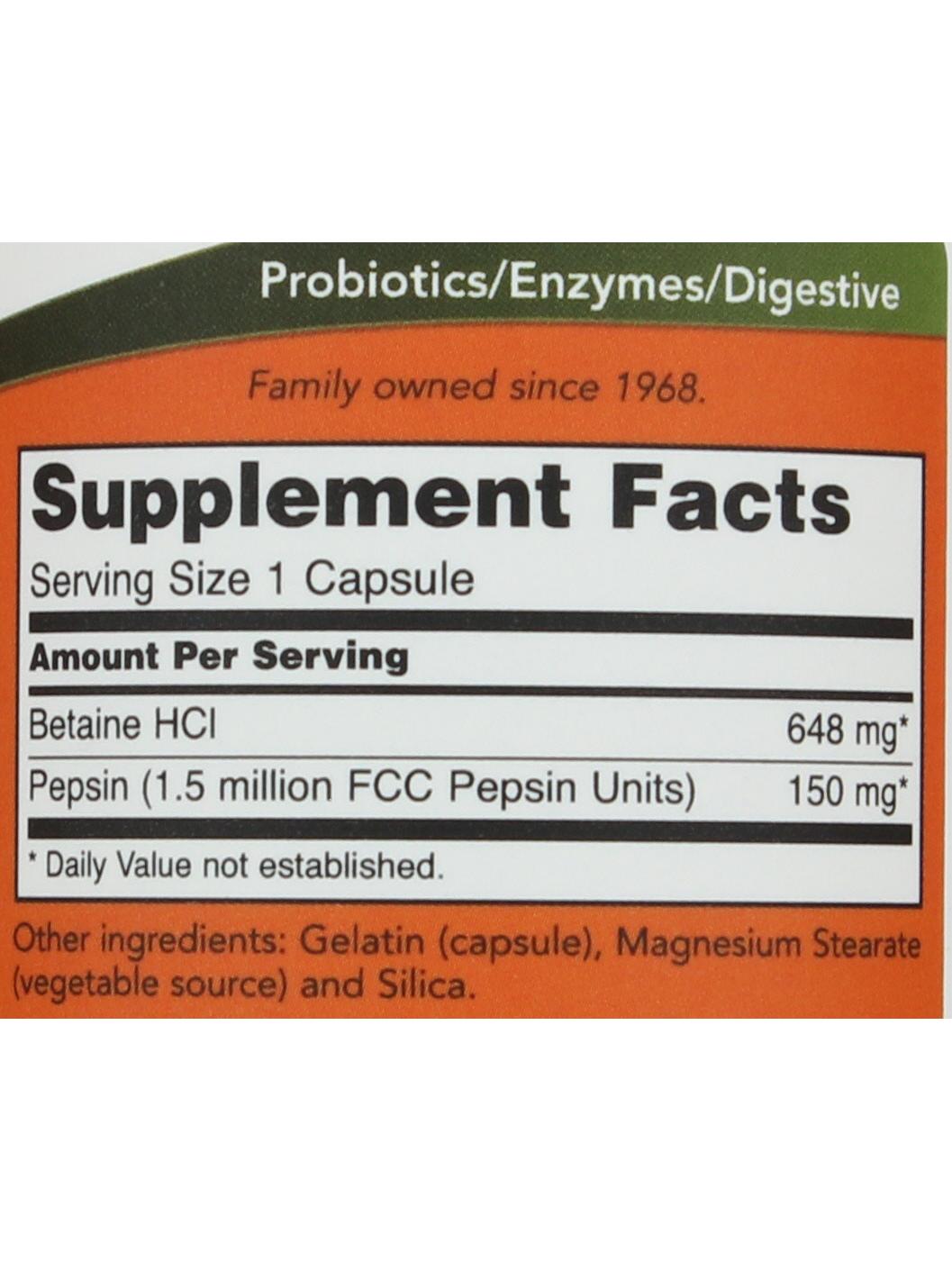 NOW Betaine HCI 648 mg Capsules; image 2 of 2