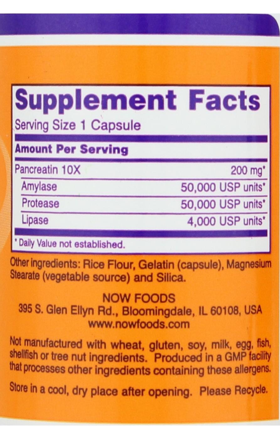 Now Pancreatin 10x - 200 mg Capsules; image 2 of 2