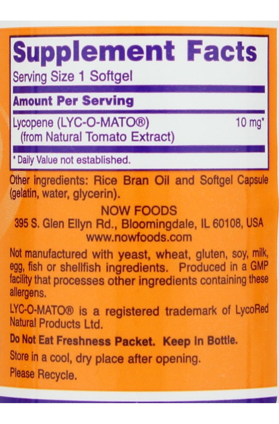 Now Lycopene 10 mg Softgels Shop Antioxidants at HEB