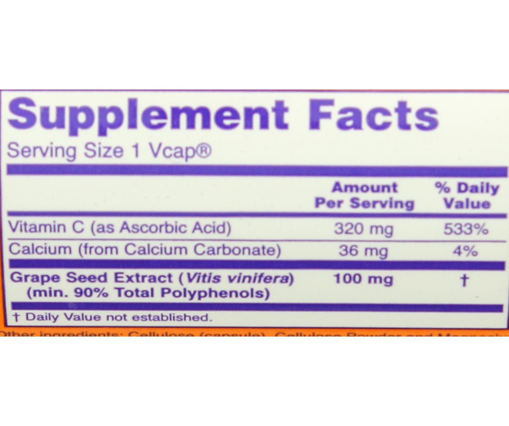 NOW Grape Seed 100 mg Vcaps; image 2 of 2