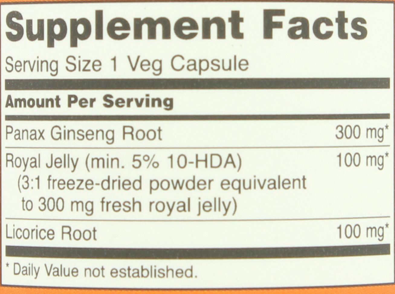 NOW Ginseng & Royal Jelly Capsules; image 2 of 2