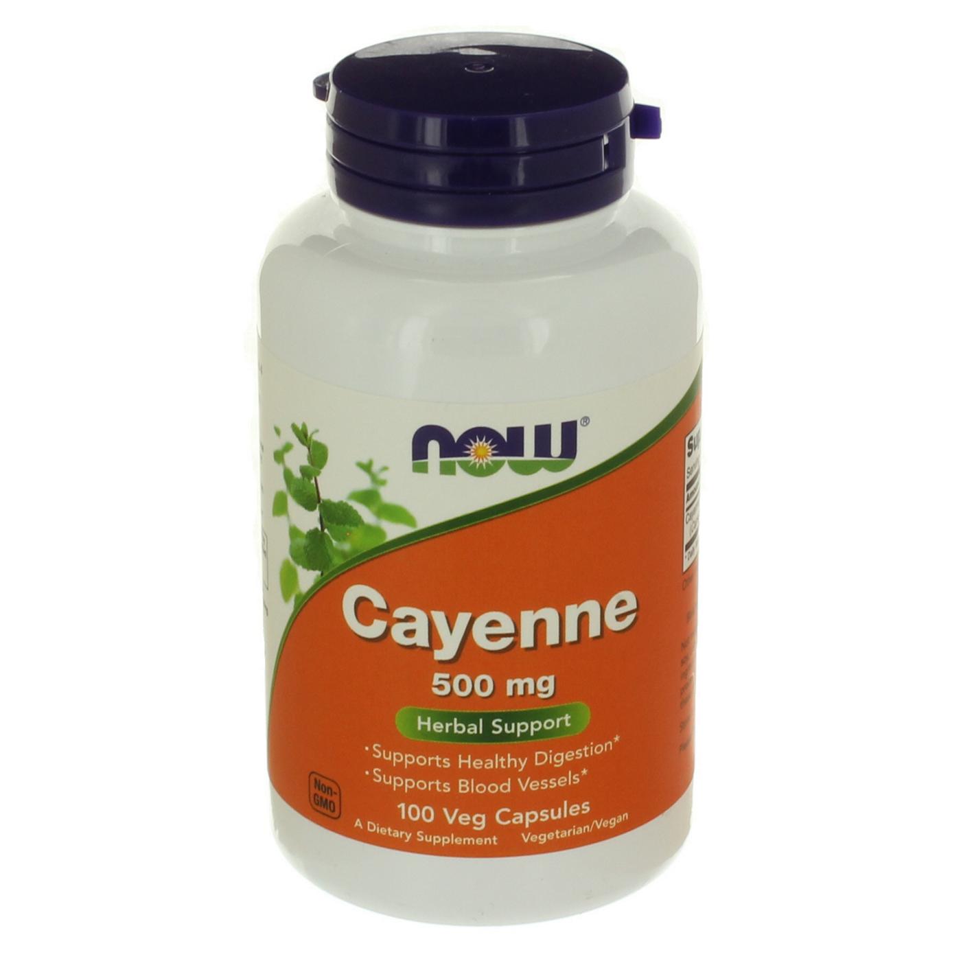 NOW Cayenne 500 mg Capsules; image 1 of 2