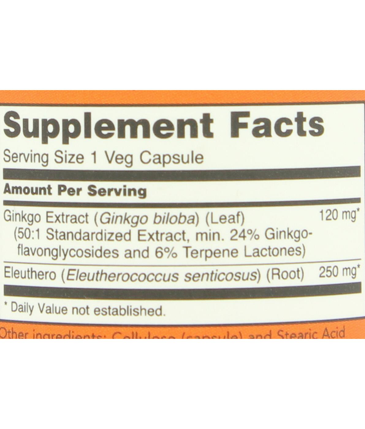 NOW Ginkgo Biloba 120 mg Veg Capsules; image 2 of 2