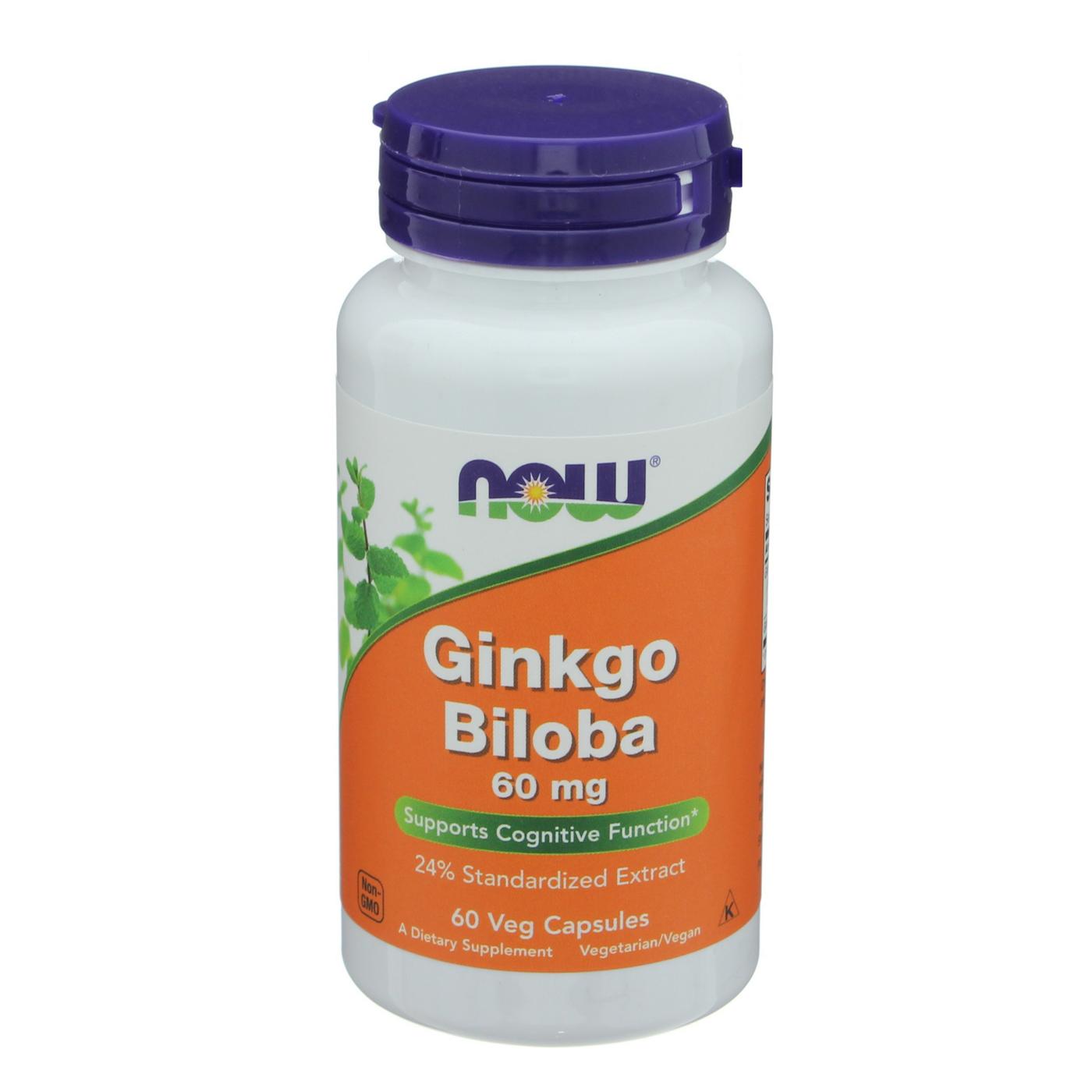 NOW Ginkgo Biloba 60 mg Veg Capsules; image 1 of 2
