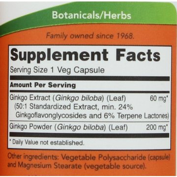 NOW Ginkgo Biloba 60 mg Veg Capsules