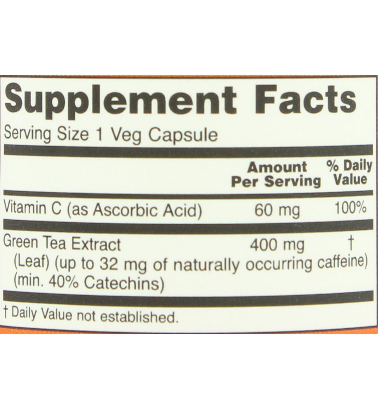 NOW Green Tea Extract 400 mg Veg Capsules; image 2 of 2