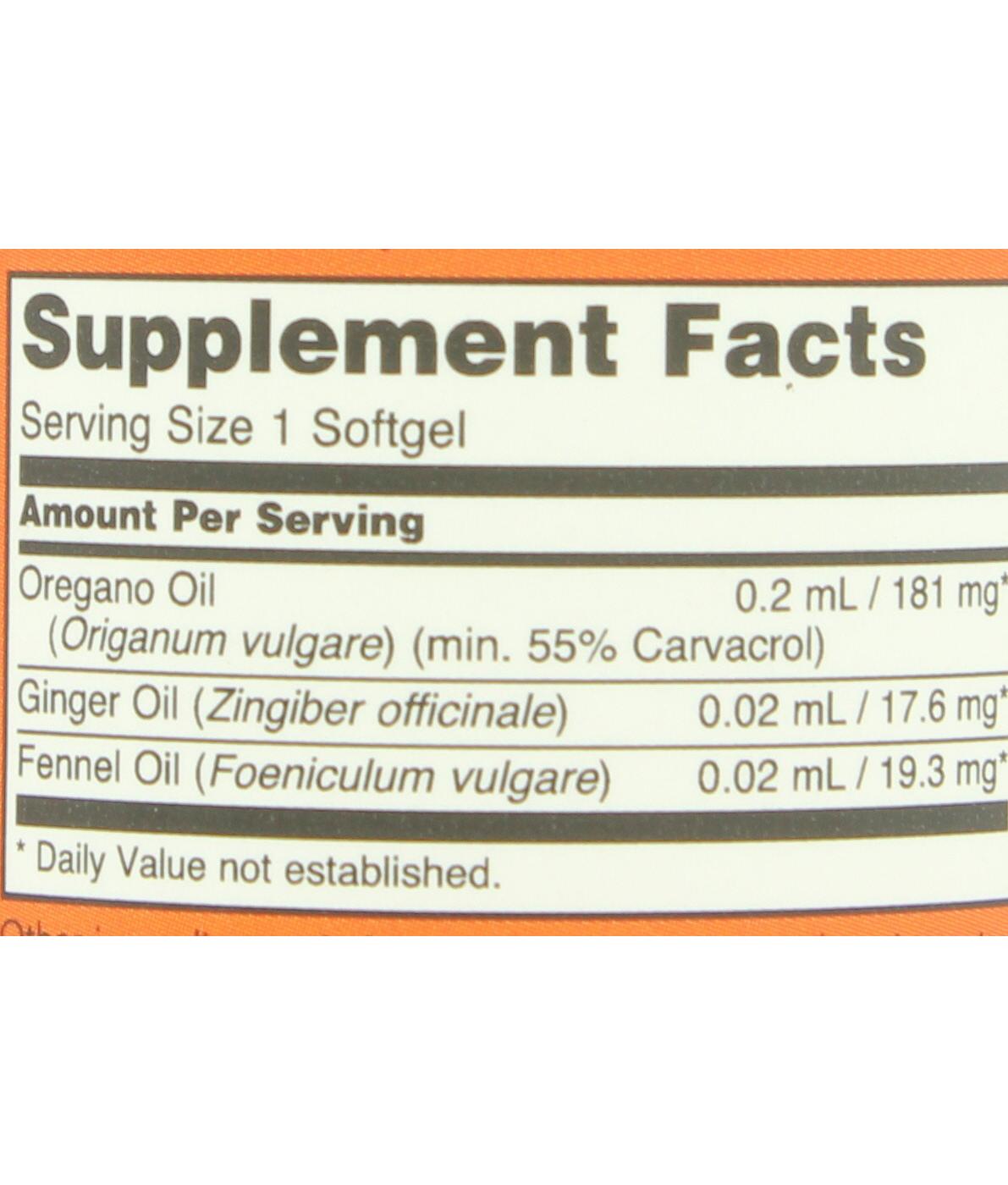 NOW Oregano Oil Softgels; image 2 of 2