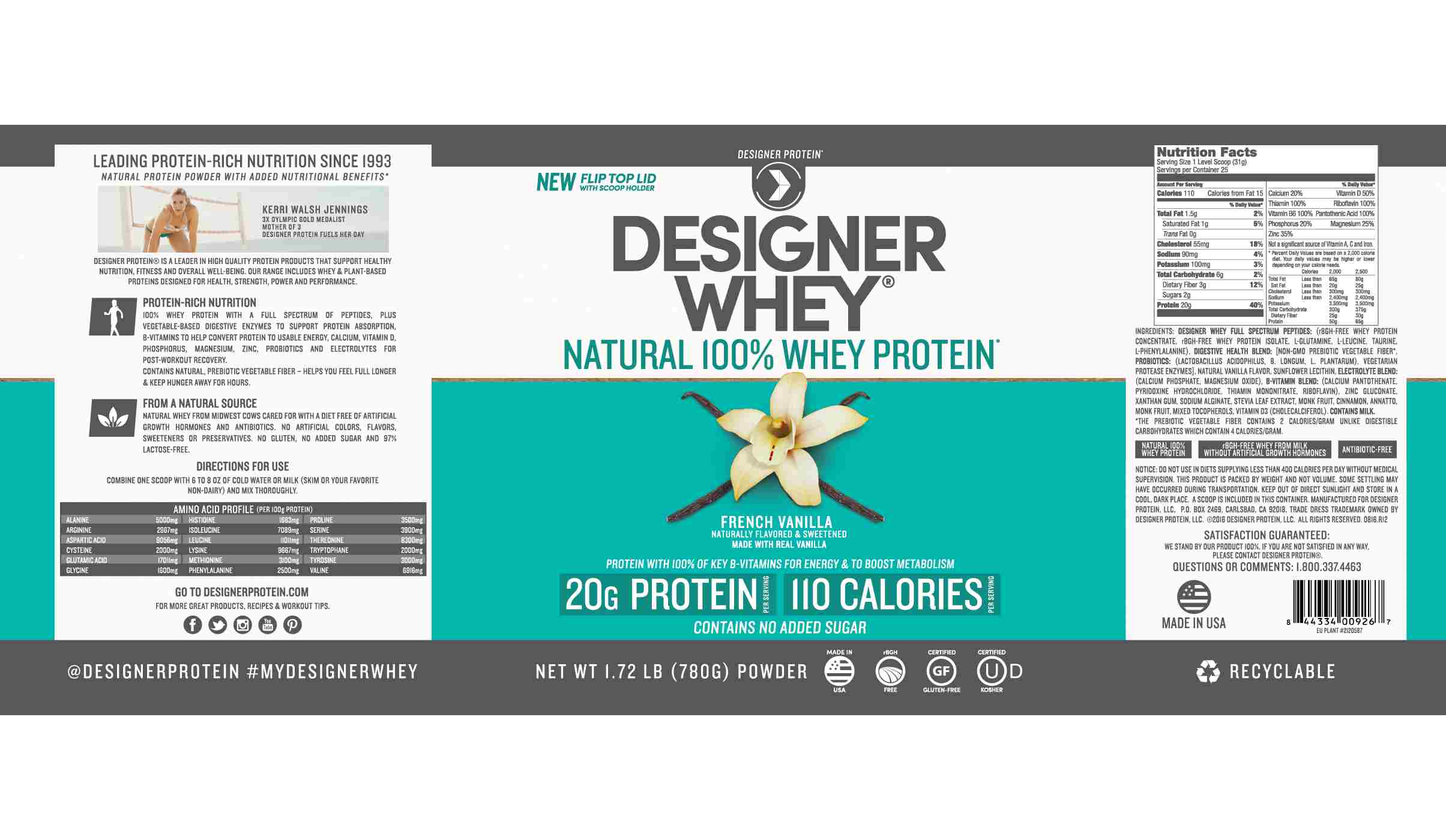 Designer Whey Natural 100% Whey Protein - French Vanilla; image 2 of 2