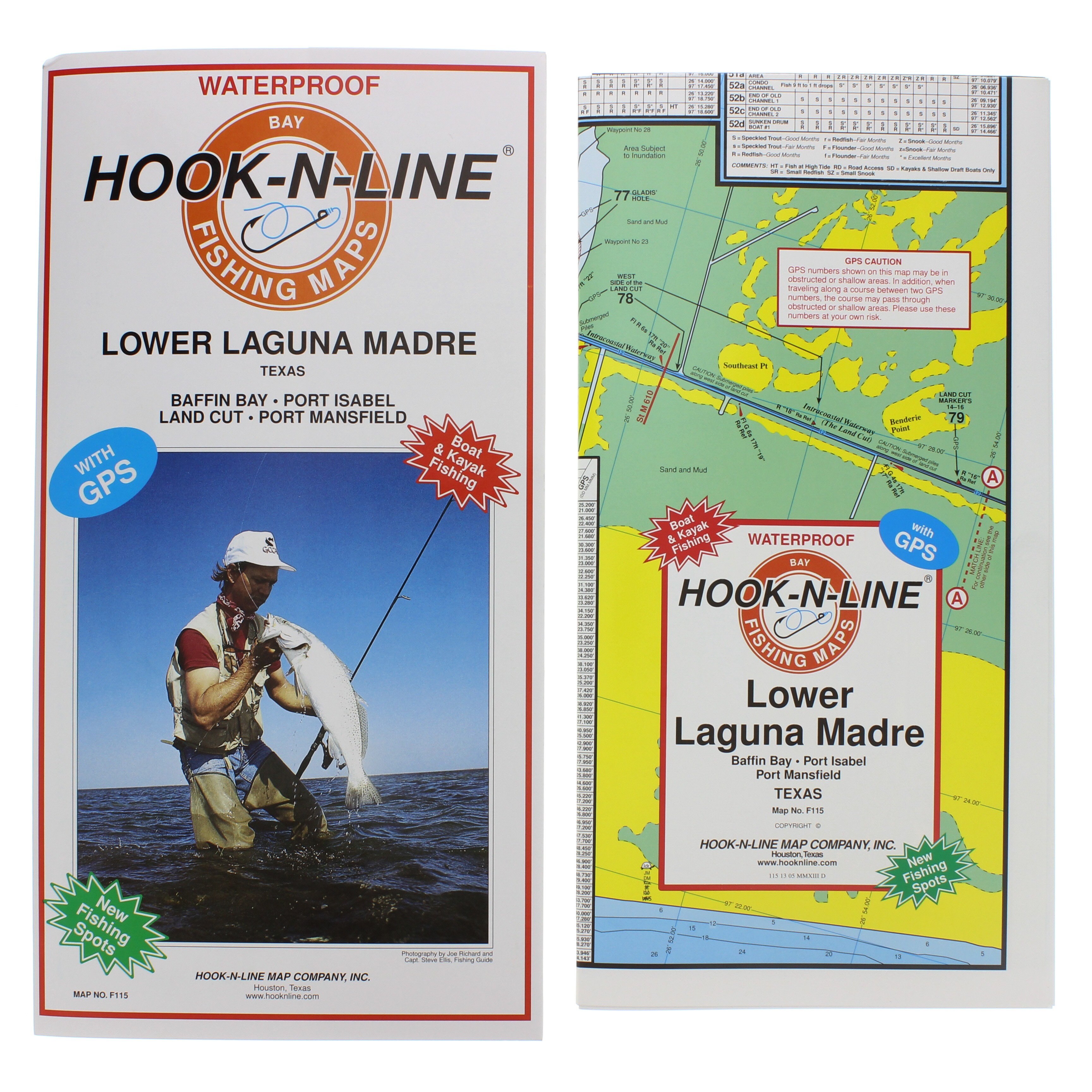 Hook-N-Line F116 Waterproof Fishing Map for Upper Laguna Madre for sale online 