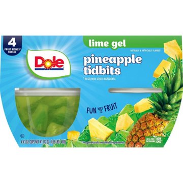 Dole Fruit Bowls -  Pineapple in Lime Flavored Gel, 4 ct