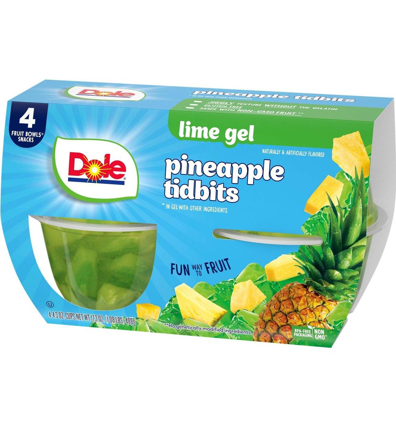 Dole Fruit Bowls -  Pineapple in Lime Flavored Gel; image 3 of 7