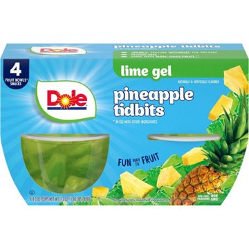 Dole Fruit Bowls -  Pineapple in Lime Flavored Gel, 4 ct