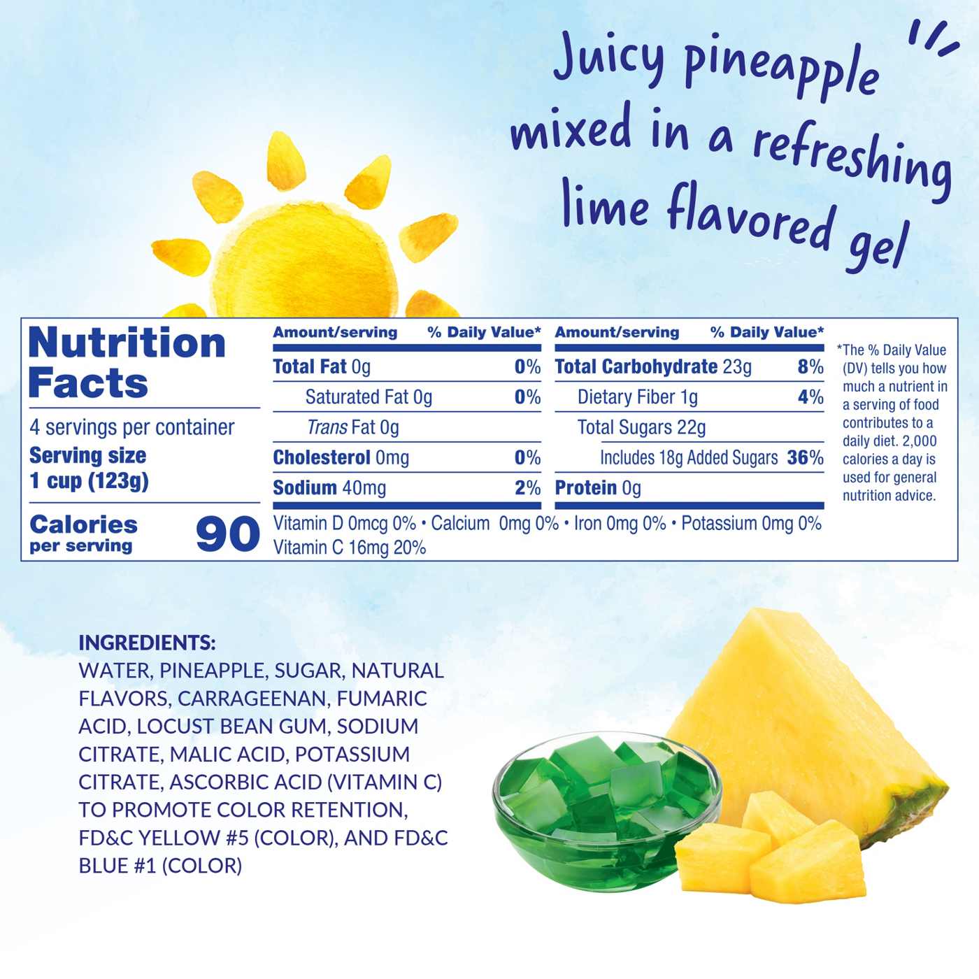 Dole Fruit Bowls -  Pineapple in Lime Flavored Gel; image 6 of 7