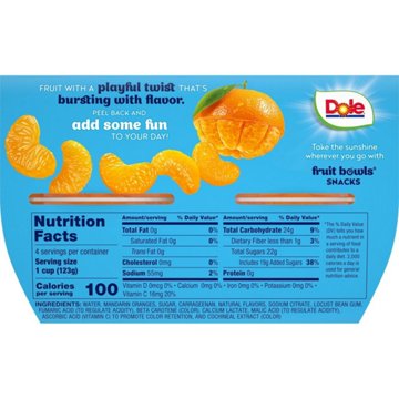 Dole Fruit Bowls - Mandarins in Orange Flavored Gel, 4 ct