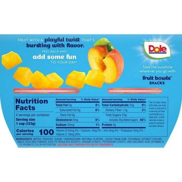Dole Fruit Bowls - Peaches in Strawberry Flavored Gel, 4 ct